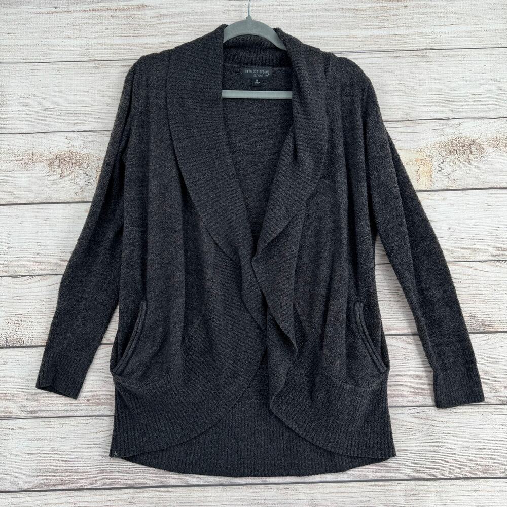 Barefoot Dreams CozyChic Lite‎ Circle Cardigan Sweater Womens  Medium Gray Black